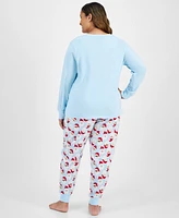 Family Pajamas Plus 2-Pc. Cotton Santa Toss Matching Christmas Set, Created for Macy's