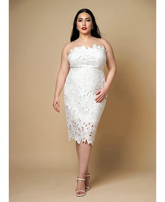 Rebdolls Plus Wisteria Lace Midi Bodycon Dress