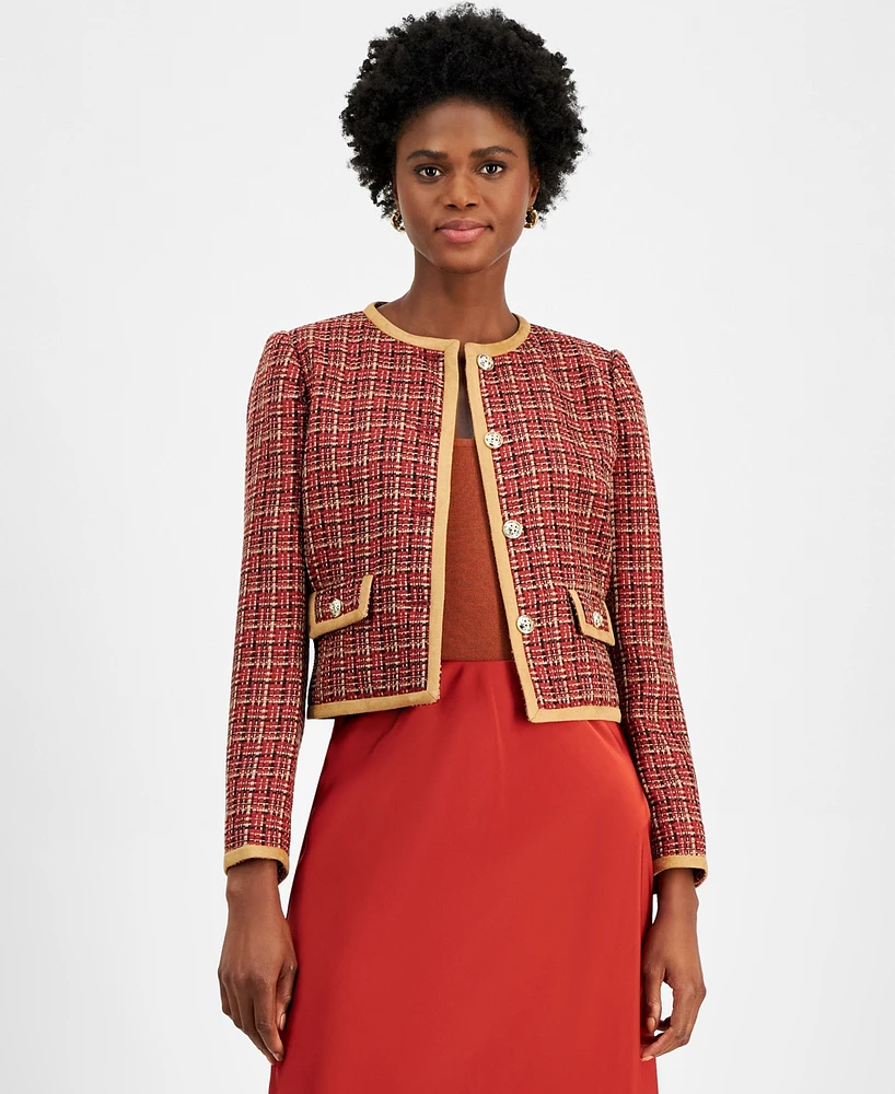 Tahari Asl Women's Tweed Collarless Jacket