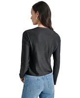 Dkny Jeans Women's Studded Crewneck Long-Sleeve Top