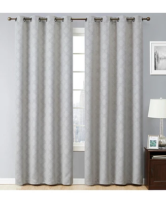 Hlc.me Redmont Lattice Pattern Thick Soft Thermal Insulated Energy Efficient Room Darkening Privacy Blackout Grommet Curtain Panels for Living Room