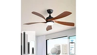 Sofucor 52 Ceiling Fans with Light Yellow with 5 Curve Blades