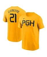 Nike Men's Roberto Clemente Gold Pittsburgh Pirates City Connect Fuse Name Number T-Shirt