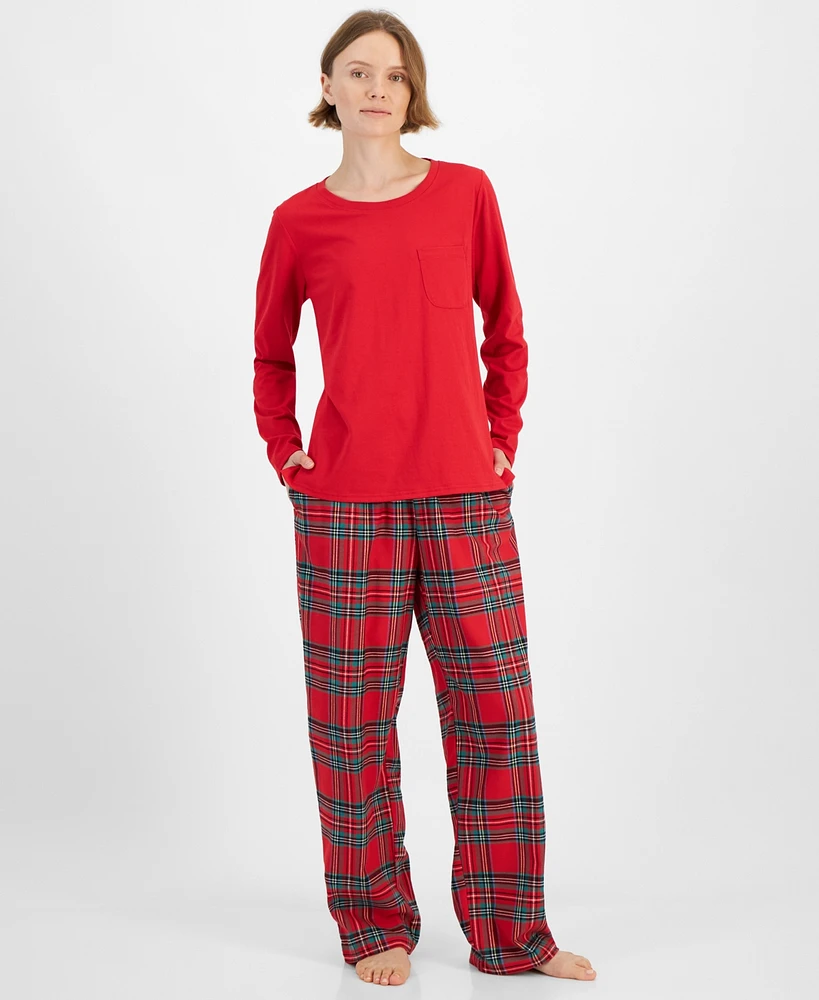 Family Pajamas Women's Brinkley Plaid-Mixed-Print Cotton Matching Christmas Set, Created for Macy's