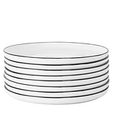 Gibson Home Oslo 8 Piece Porcelain Dinner Plate Set - Black Rim