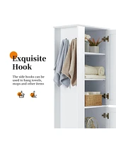 Streamdale Furniture Tall Bathroom Cabinet with Adjustable Shelf and Hook