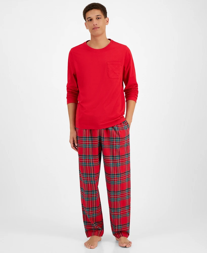 Holiday Lane Men's Brinkley Plaid Mix It Matching Family Pajamas Set, Created for Macy's