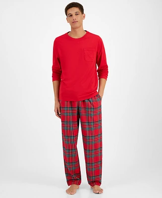 Family Pajamas Men's 2-Pc. Cotton Brinkley Plaid Mix It Matching Christmas Set, Created for Macy's