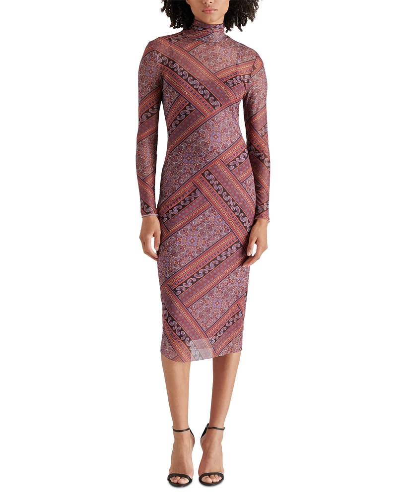 Steve Madden Women's Vivienne Paisley Turtleneck Midi Dress