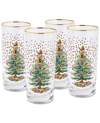 Spode Christmas Tree Polka Dot Highball Glasses, Set of 4