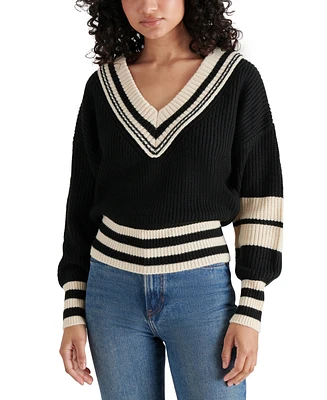 Steve Madden Women's Jen V-Neck Tipping-Detail Sweater