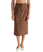 Steve Madden Women's Riya Faux-Suede Button-Front Midi Skirt