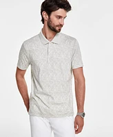 Alfani Men's Distressed Geometric Pattern Polo Shirt, Created for Macy's