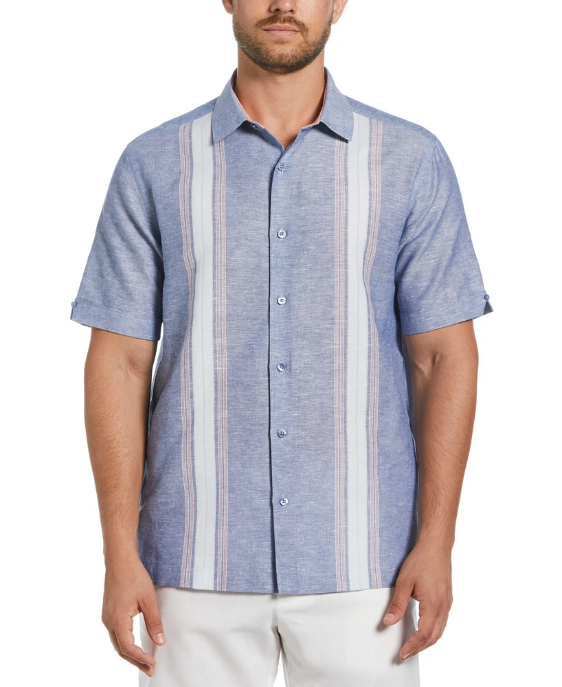 Cubavera Men's Big & Tall Textured Panel Short Sleeve Button-Front Shirt