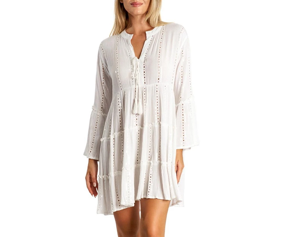 La Moda Clothing Women's Short Eyelet Dress