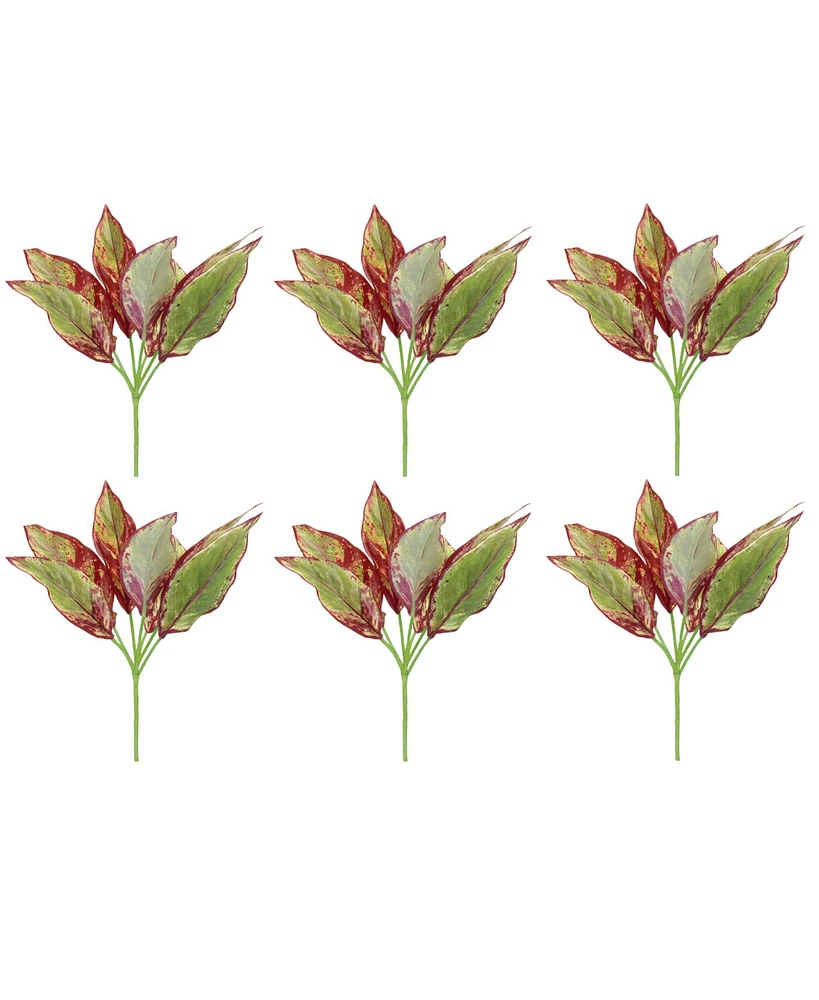 Slickblue Set of 6 Foliage Plants - 15.5” Polyester Decorative Greenery for Home