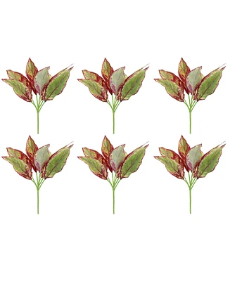 Slickblue Set of 6 Foliage Plants - 15.5” Polyester Decorative Greenery for Home