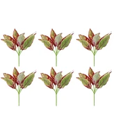 Slickblue Set of 6 Foliage Plants - 15.5” Polyester Decorative Greenery for Home