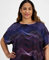 Anne Klein Plus Chain-Print Dolman-Sleeve Top