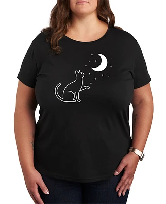 Hybrid Apparel Cat Moon Plus Graphic Tee