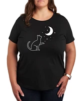 Hybrid Apparel Cat Moon Plus Graphic Tee