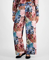 Jm Collection Women's Printed Satin Pants, Created for Macy's