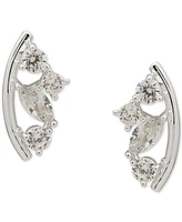 Anne Klein Silver-Tone Crystal Cluster Stud Earrings