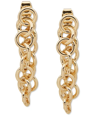 Anne Klein Gold-Tone Link Chain Front Back Hoop Earrings