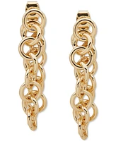 Anne Klein Gold-Tone Link Chain Front Back Hoop Earrings