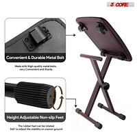 5 Core Keyboard Bench X Style Piano Stool Thick Padded 12-to-18.5-inc Adjustable Keyboards Chair