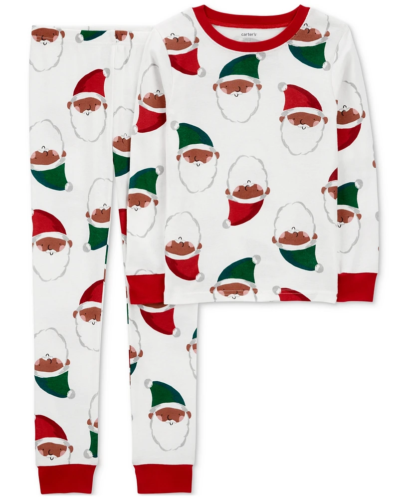 Carter's Little & Big Santa-Print 100% Snug Fit Cotton Pajamas, 2 Piece Set