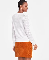 On 34th Women's Pointelle Ruffle-Trim Sweater, Created for Macy's