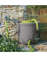 Suncast 300 Foot Heavy Duty 5 Gallon Decorative Expandable Garden Hose Pot, Gray