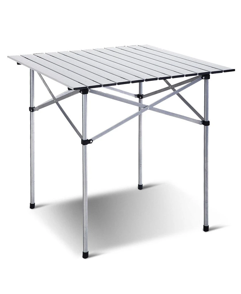 Slickblue Roll Up Portable folding Camping Aluminum Picnic Table