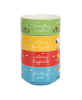 Peanuts Snoopy 4 Pack Stackable 5.5" Decorate Stoneware Bowl Set