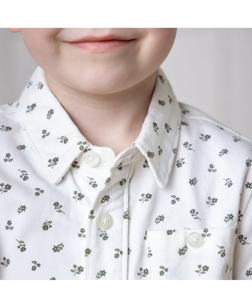 Hope & Henry Boys Organic Short Sleeve Jersey Button Down Shirt