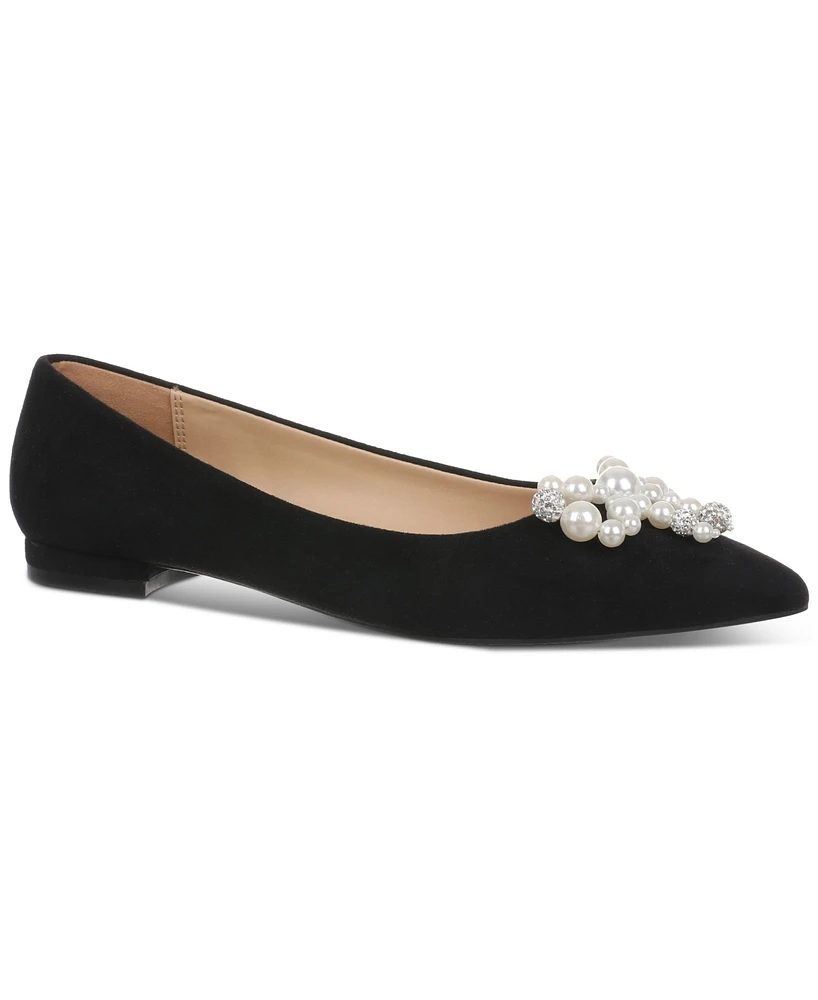 On 34th Women's Millee Embellished Bow Pointed-Toe Flats, Created for Macy's