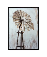 Slickblue 28" Framed Windmill Canvas Art Print - Rustic Farmhouse Wall Decor