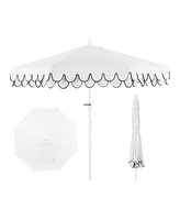 Jonathan Y 9ft Fringe Market Patio Umbrella Auto-Tilt, Crank, Wind Vent Uv Protection