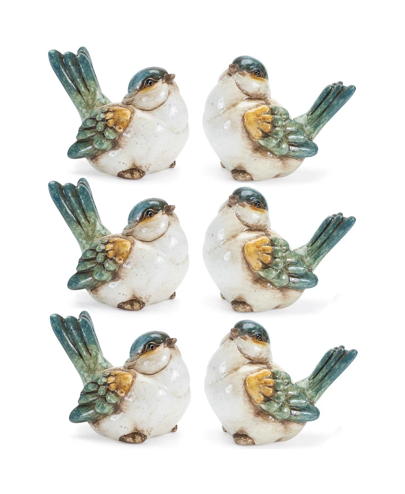 Slickblue Bird Figurine Set of 6 Rustic Decorative Accents for Your Home