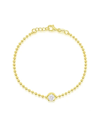 Etoielle Yellow Gold Tone Spot Chain Cz Solitaire Bracelet