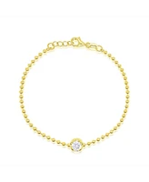 Etoielle Yellow Gold Tone Spot Chain Cz Solitaire Bracelet