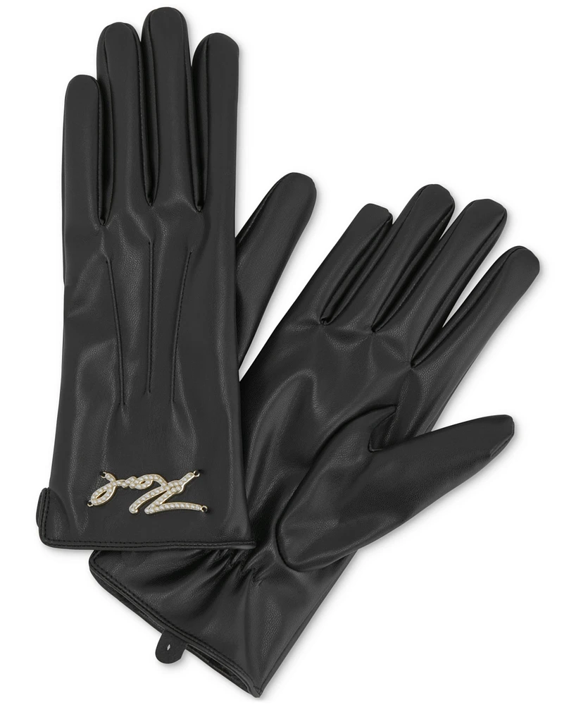 Karl Lagerfeld Paris Women's Faux-Leather Gloves