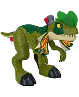 Imaginext Jurassic World Thrash Attack Dilophosaurus Dinosaur Toy with Lights Sounds for Kids