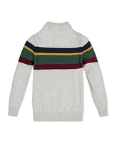 Hope & Henry Boys Organic Long Sleeve Half Zip Sweater with Engineered Stripe