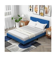 Sugift Queen Upholstered Platform Bed with Button Tufted Headboard