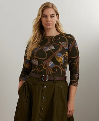 Lauren Ralph Plus Printed Long-Sleeve Tee