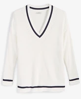 On 34th Women's V-Neck Tipped Sweater, Created for Macy's