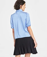 On 34th Women's Ruffle Tie Neck Elbow-Sleeve Top, Created for Macy's