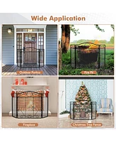 Sugift 3-Panel Freestanding Fireplace Screen Folded Fire Doors
